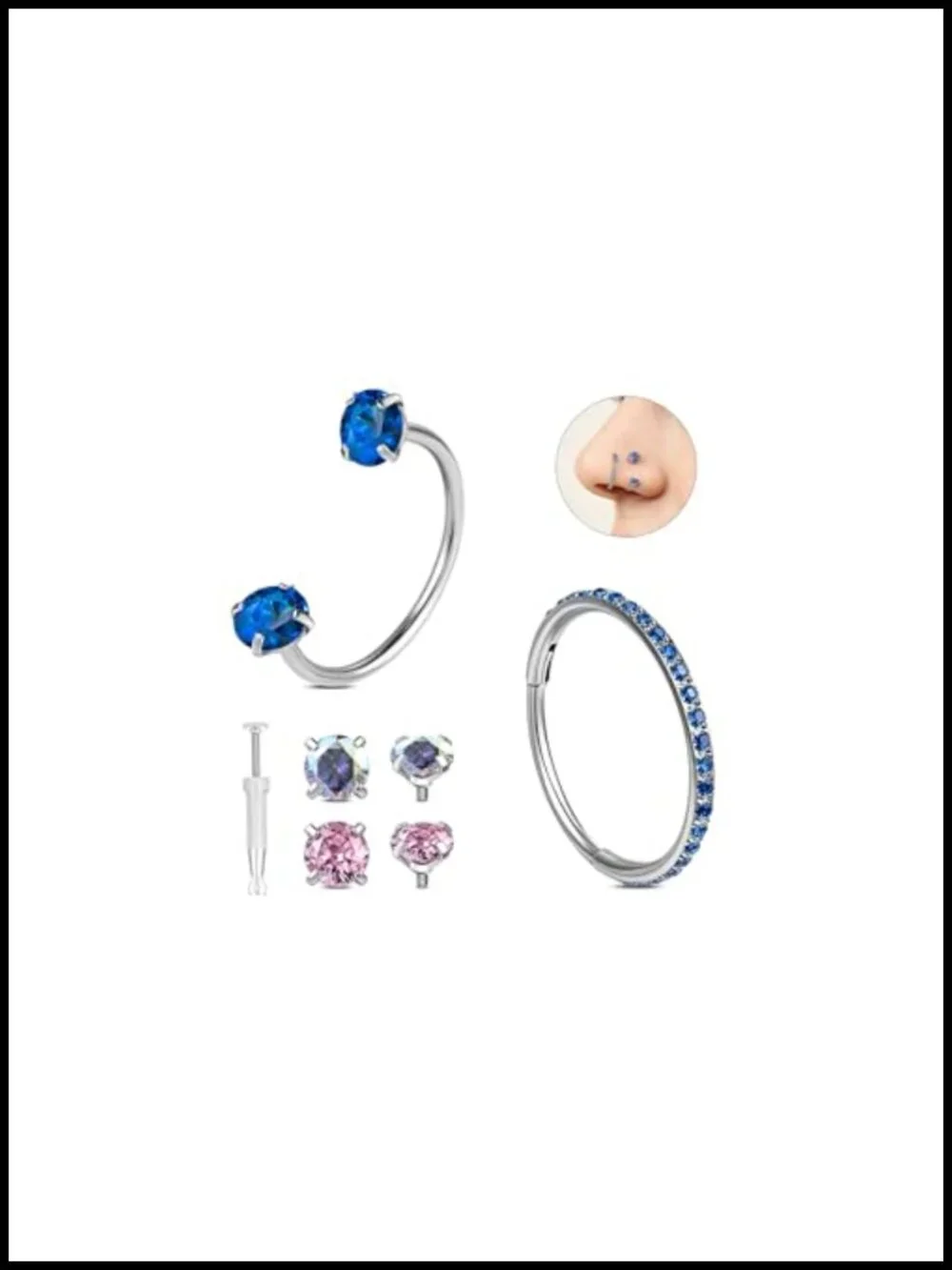 G23 Solid Titanium Nose Rings 20G 6mm 8mm Internally Threaded Hypoallergenic